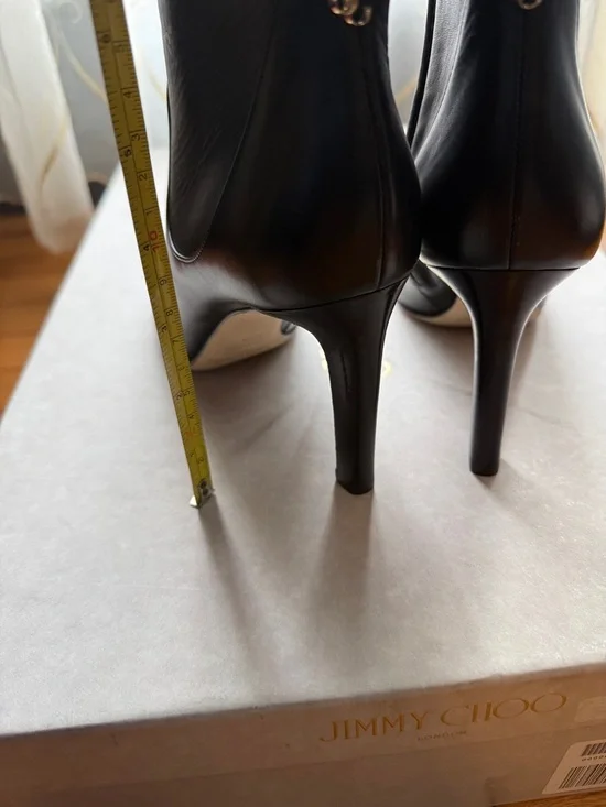 Jimmy Choo Black Tall Leather Heeled Boots - Picture 4 of 8